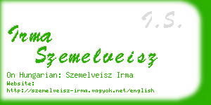 irma szemelveisz business card